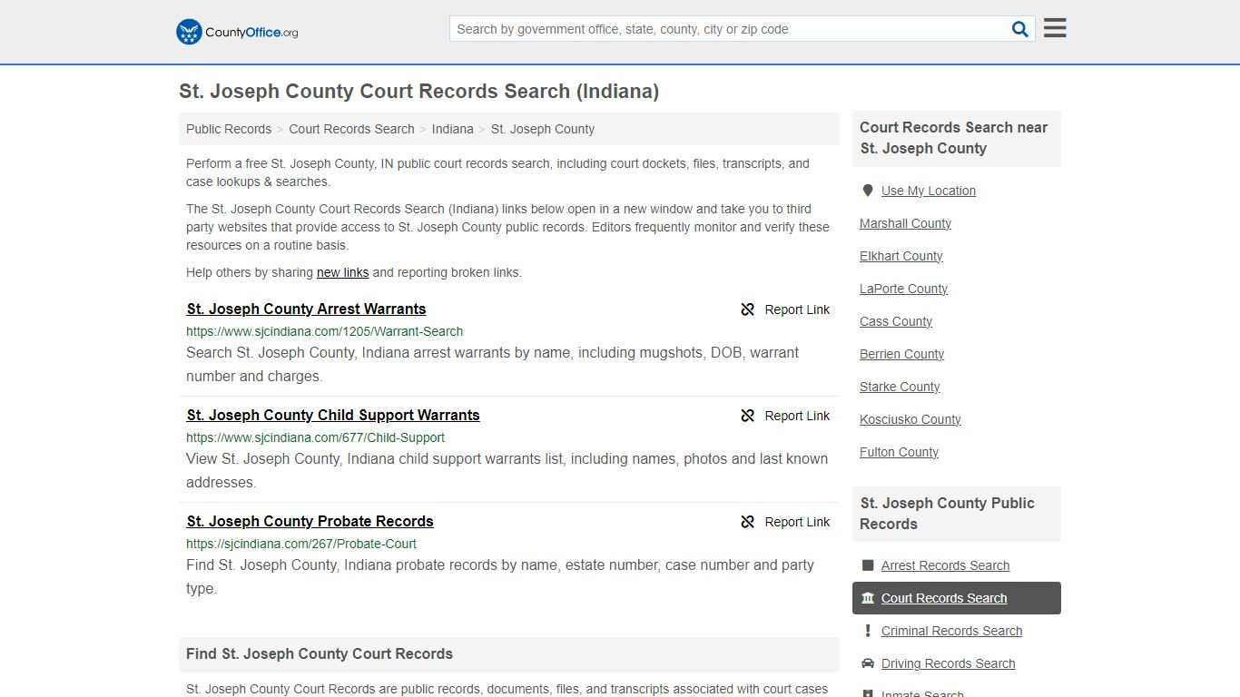 St. Joseph County Court Records Search (Indiana) - County Office