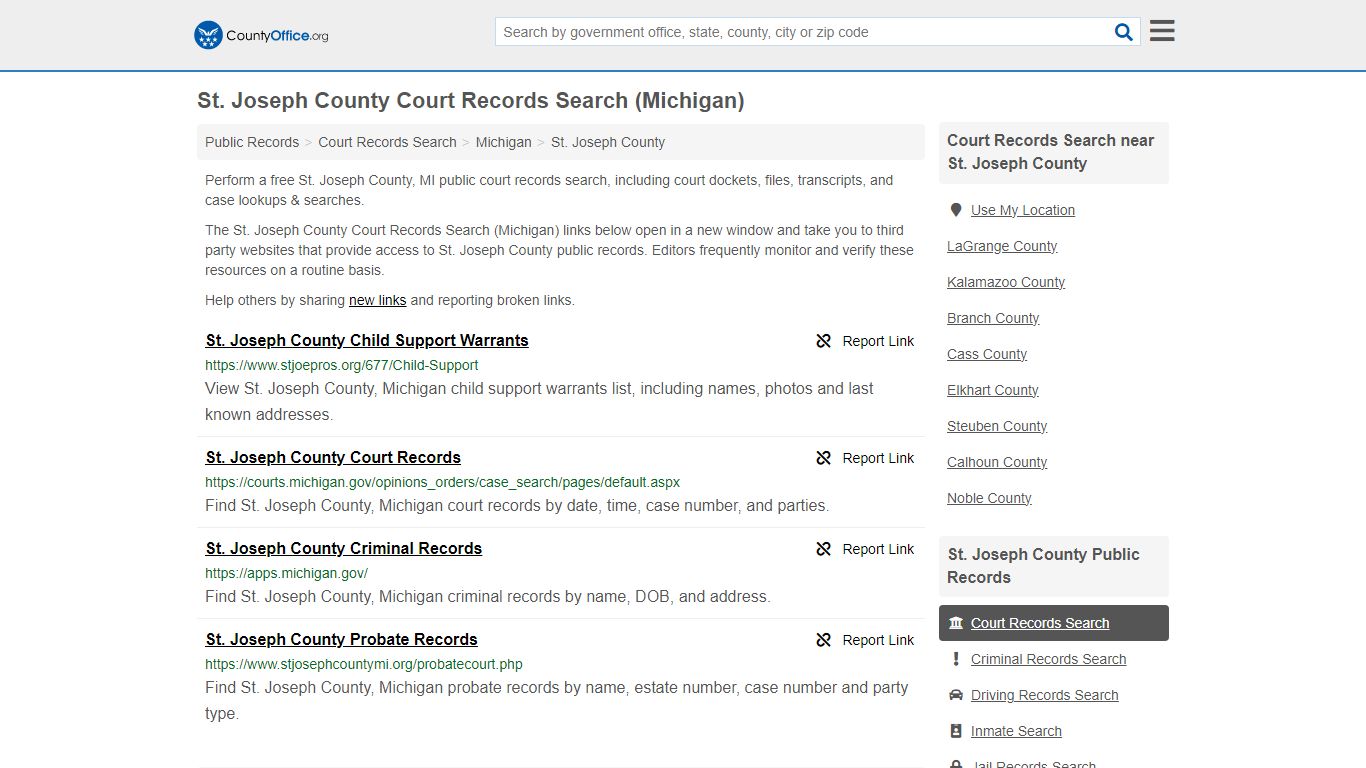St. Joseph County Court Records Search (Michigan) - County Office